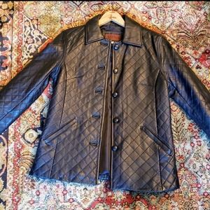 Siena, size 4, black, leather, coat, like new